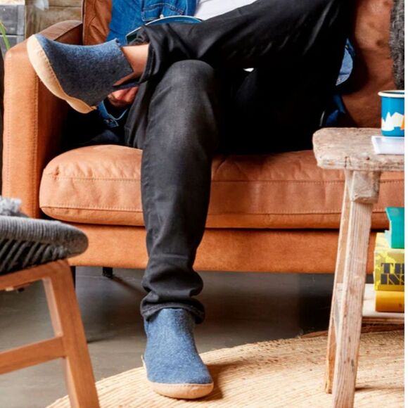 Glerups men’s size 47-13 blue denim 100% felted thick wool slipper boots - Picture 1 of 9